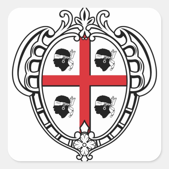 Sardinia (Italy) Coat of Arms Square Sticker (Front)
