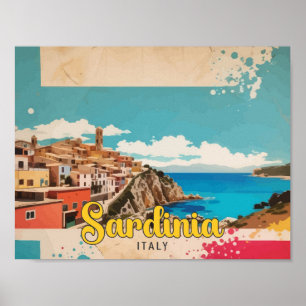 Sardinia Italy Pop Art Travel Illustration Poster