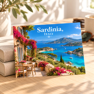 Sardinia Italy Sunny Turquoise Bay Travel Postcard