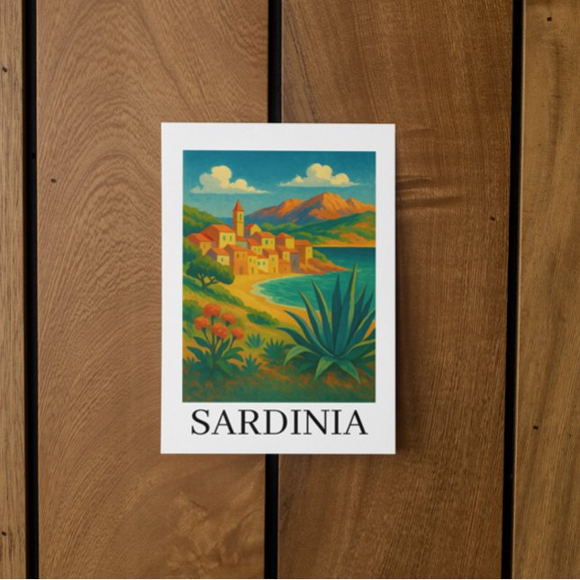Sardinia Italy Vintage Travel Art Postcard (Sardinia Italy VIntage Travel Art Postcard)