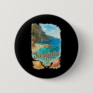 Sardinia Italy Watercolor Beach Travel Souvenir 6 Cm Round Badge