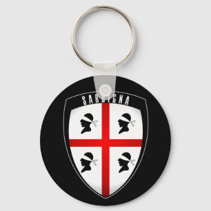 Sardinia, Shield Crest (black) Key Ring