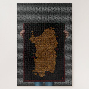 Sardinia Typography Map – Challenging Jigsaw Puzzl Jigsaw Puzzle
