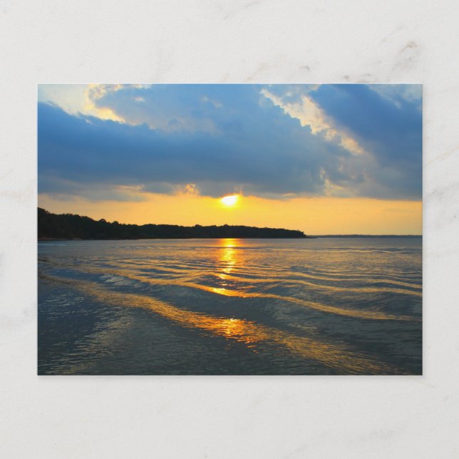 Sardis Lake waves at sunset postcard (Front)