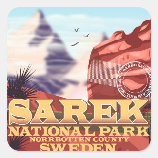Sarek National Park Sweden vintage travel poster Square Sticker