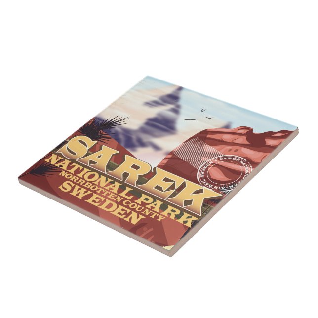 Sarek National Park Sweden vintage travel poster Tile (Side)