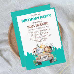 Sarfari Jungle Animals Birthday  Party  Invitation