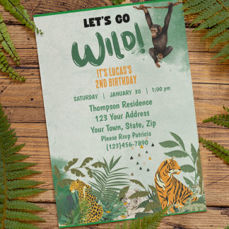 Sarfari Jungle Animals Birthday Party Invitation