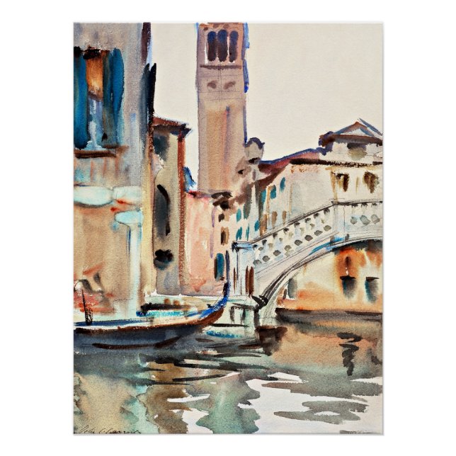 Sargent - A Bridge and a Campanile, Venice, Poster (Front)