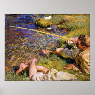Sargent - Val D'Aosta, A Man Fishing Poster