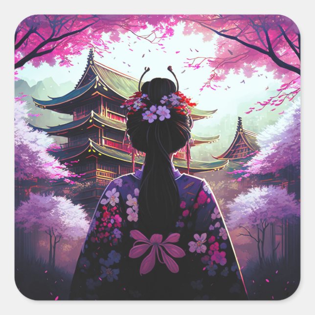 Sari cherry blossoms - sticker (Front)