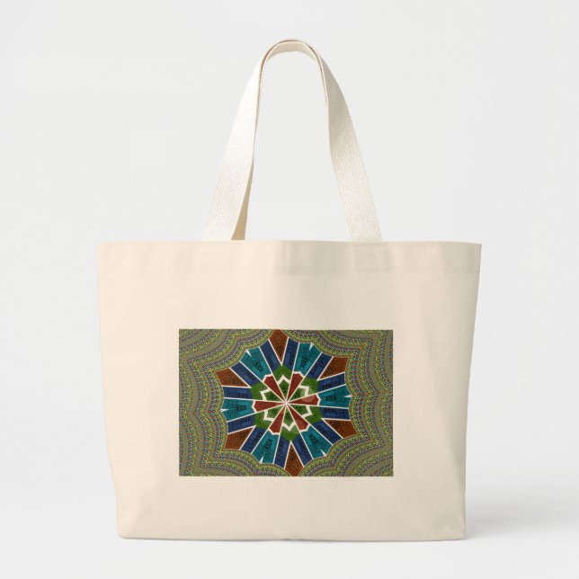 Sari Inspired Design with Intricate Details Large Tote Bag (Front)