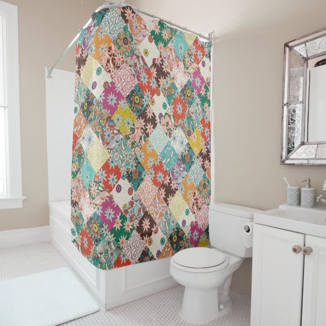 sarilmak patchwork shower curtain (In Situ)