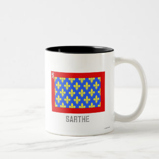 Sarthe flag with name Two-Tone coffee mug