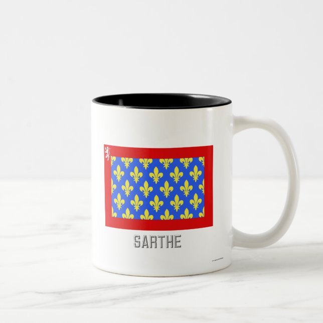 Sarthe flag with name Two-Tone coffee mug (Right)