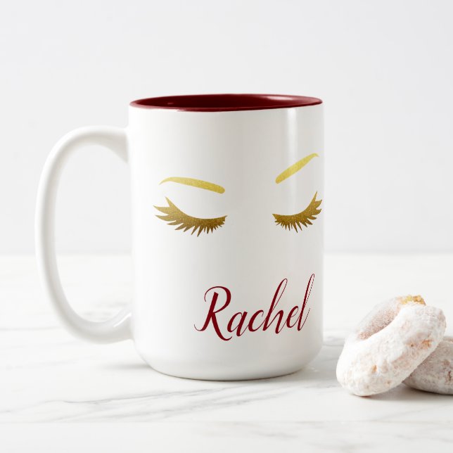 Sas and Lashes Two-Tone Coffee Mug (With Donut)