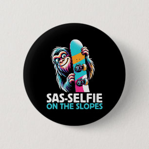 Sas-selfie On The Slopes Snowboarding Bigfoot Snow 6 Cm Round Badge