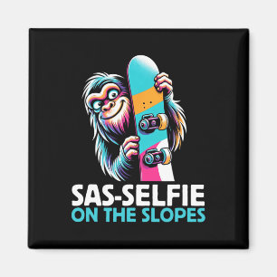 Sas-selfie On The Slopes Snowboarding Bigfoot Snow Magnet