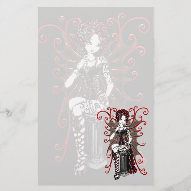 "Sasha" Gothic Couture Valentine Fairy Stationery (Front)