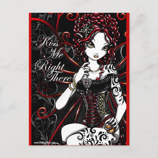 Sasha Red Corset Tattoo Fairy Postcard (Front)