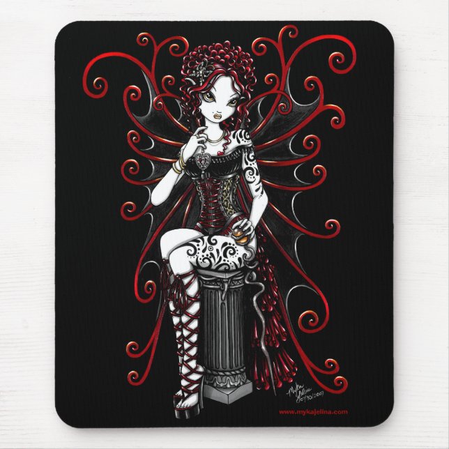 Sasha Red Tattooed Corset Fairy Mouse Mat (Front)