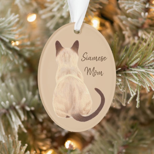 Sasha Siamese Cat Lover Kitty Looking Away Back Ornament (Tree)