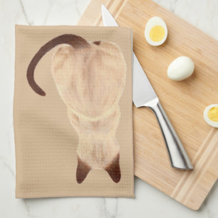 Sasha Siamese Cat Lover Kitty Looking Away Drawing Tea Towel