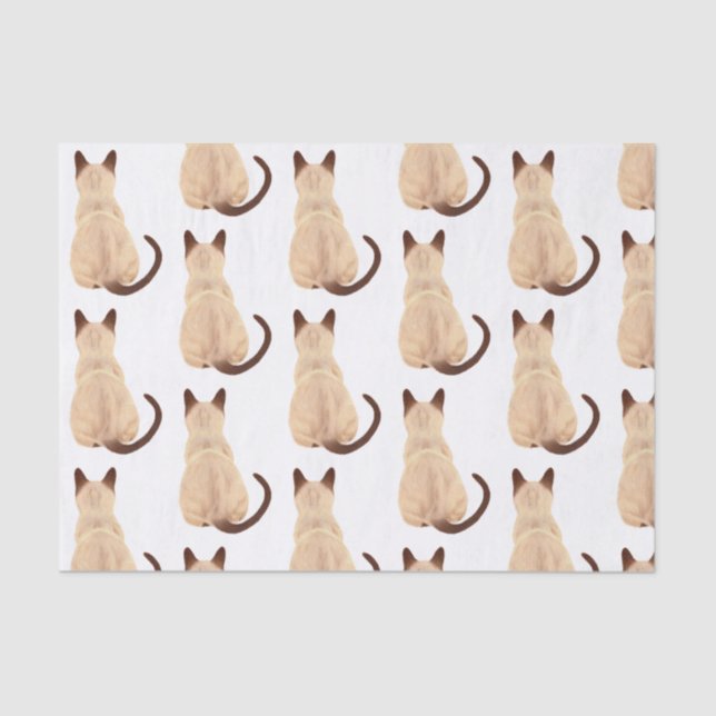 Sasha Siamese Cat Lover Kitty Looking Away Drawing Tissue Paper (Front)