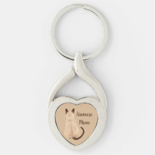 Sasha Siamese Cat Mum Kitty Looking Away Back View Key Ring