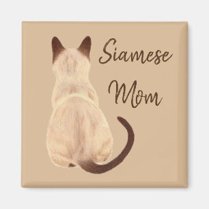 Sasha Siamese Cat Mum Kitty Looking Away Back View Magnet