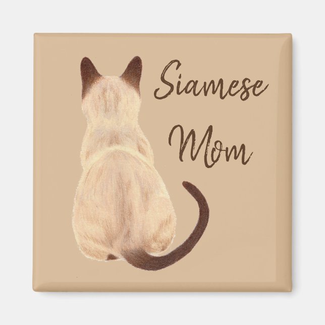 Sasha Siamese Cat Mum Kitty Looking Away Back View Magnet (Front)
