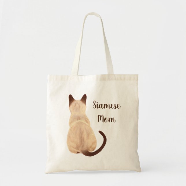 Sasha Siamese Cat Mum Kitty Looking Away Back View Tote Bag (Front)