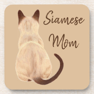 Sasha Siamese Cat Mum Kitty Looking Away Drawing Coaster