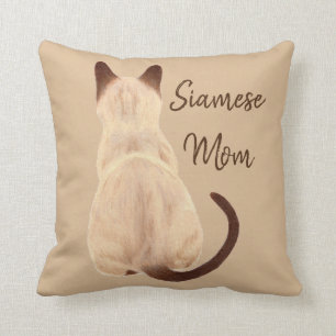 Sasha Siamese Cat Mum Kitty Looking Away Drawing Cushion