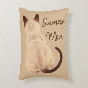 Sasha Siamese Cat Mum Kitty Looking Away Drawing Decorative Cushion