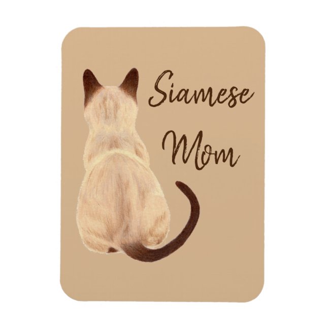 Sasha Siamese Cat Mum Kitty Looking Away Drawing Magnet (Vertical)