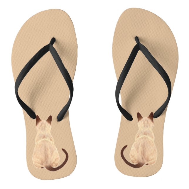 Sasha Siamese Cat Person Kitty Looking Away Art Flip Flops (Footbed)