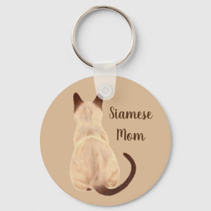 Sasha Siamese Cat Person Kitty Looking Away Art Key Ring
