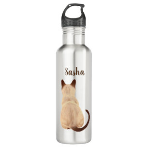 Sasha Siamese Cat Sitting Back View Kitty Custom 710 Ml Water Bottle