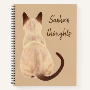 Sasha Siamese Cat Sitting Back View Kitty Custom Notebook