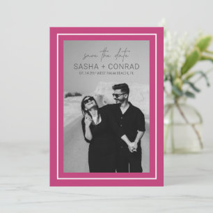 Sasha Vibrant Pink Modern Wedding Save The Date