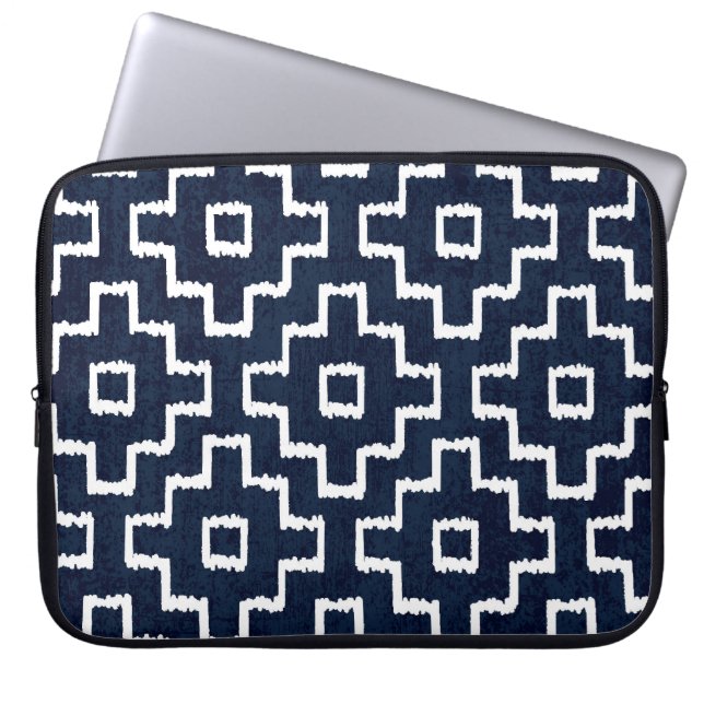 Sashiko Pattern: Traditional Japanese Embroidery Laptop Sleeve (Front)