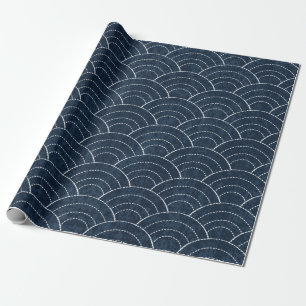Sashiko seamless indigo dye pattern with tradition wrapping paper