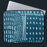 Sashiko Stitches Laptop Sleeve<br><div class="desc">Sashiko Stitches III by Chariklia Zarris. Features lines and shapes against a contrasting blue background.</div>