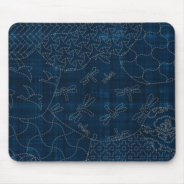 Sashiko-style embroidery imitation mouse mat (Front)