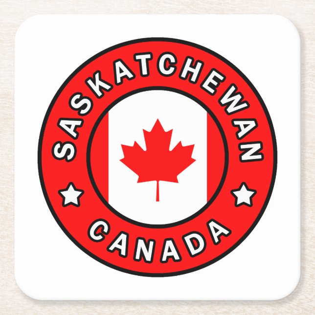 Saskatchewan Canada Square Paper Coaster (Front)