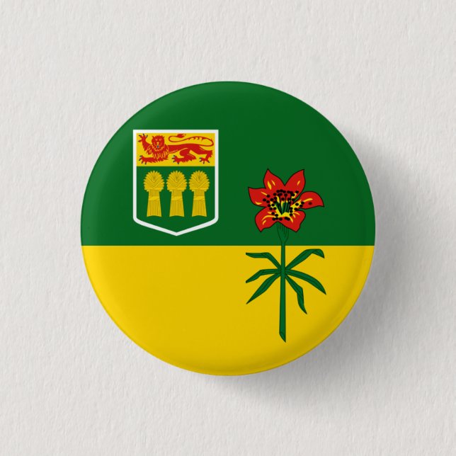 Saskatchewan Flag (CANADA) 3 Cm Round Badge (Front)
