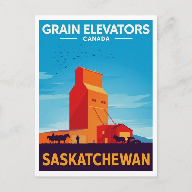 Saskatchewan Grain Elevator Vintage Postcard (Front)