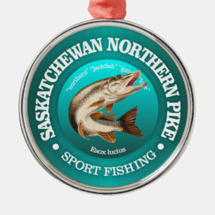 Saskatchewan Pike Fishing Metal Tree Decoration