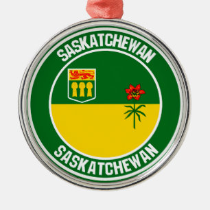 Saskatchewan Round Emblem Metal Tree Decoration